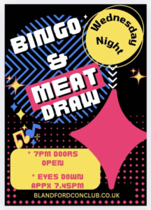 Bingo & Meat Draw 7pm doors open - Eyes Down 7.45pm